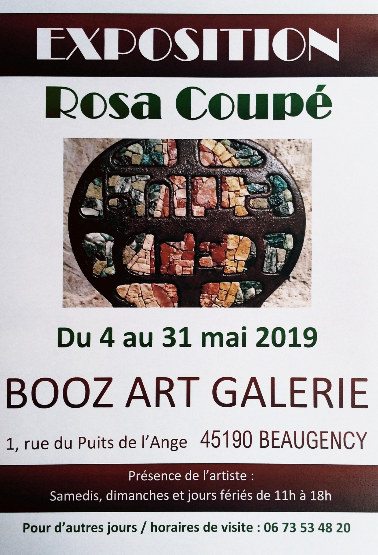 Exposition, Rosa Coupé, mosaïque contemporaine